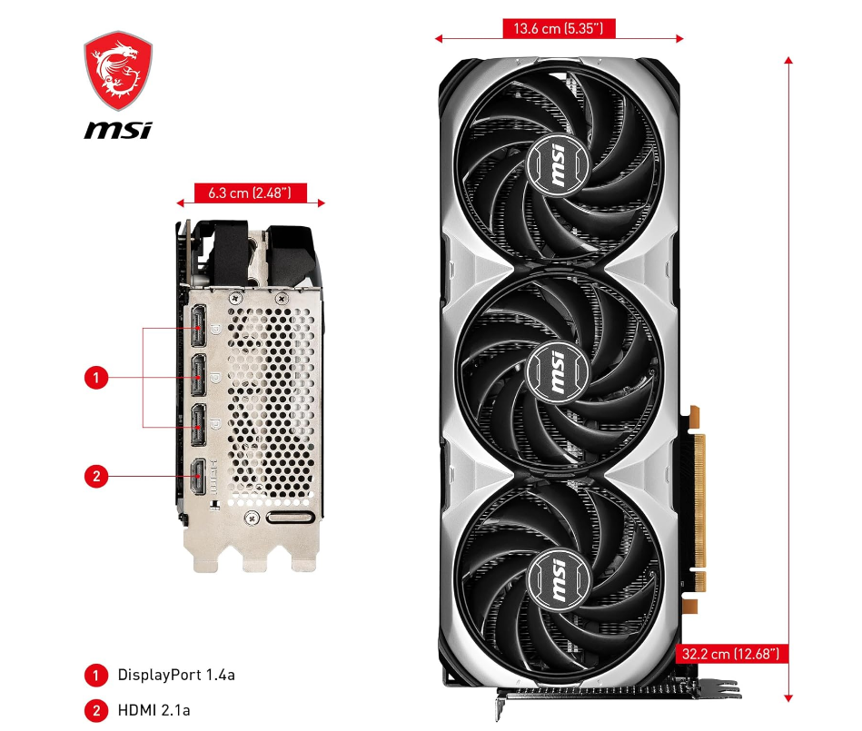 MSI GeForce RTX 4080 16GB VENTUS 3X OC Gaming Graphics Card - 16GB GDDR6X, 2550 MHz, PCI Express Gen 4, 256-bit, 3x DP v 1.4a, HDMI 2.1a (Supports 4K & 8K HDR)