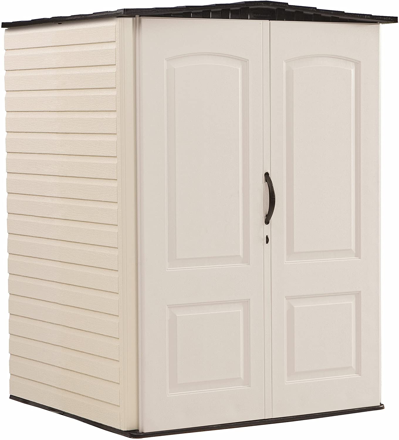 【Storage Shed】Large Plastic Vertical Resin Weather Resistant Storage Shed, 5x6 Ft, Sandstone