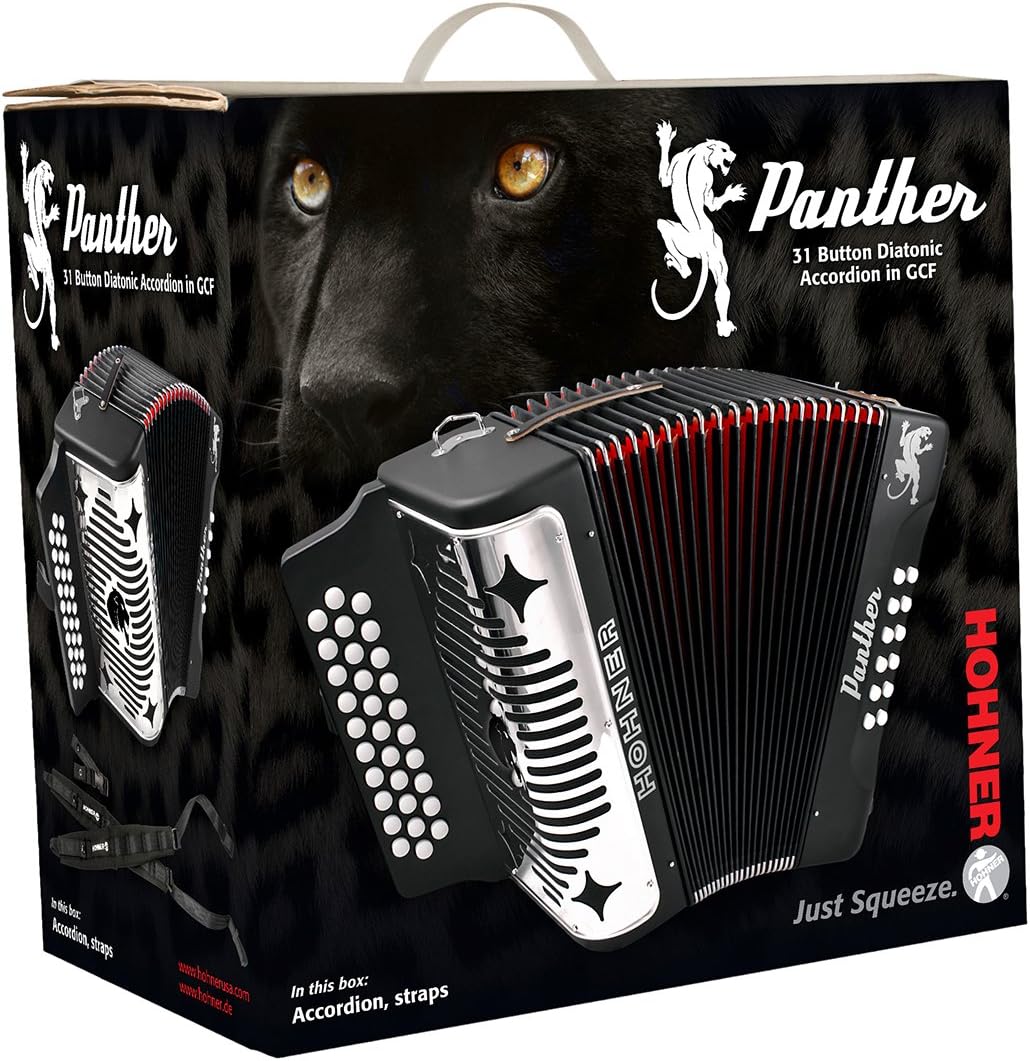 HOHNER 3100FB Accordion, 12x7.5 in, Matte Black, FBE Key, Straps and Book Included