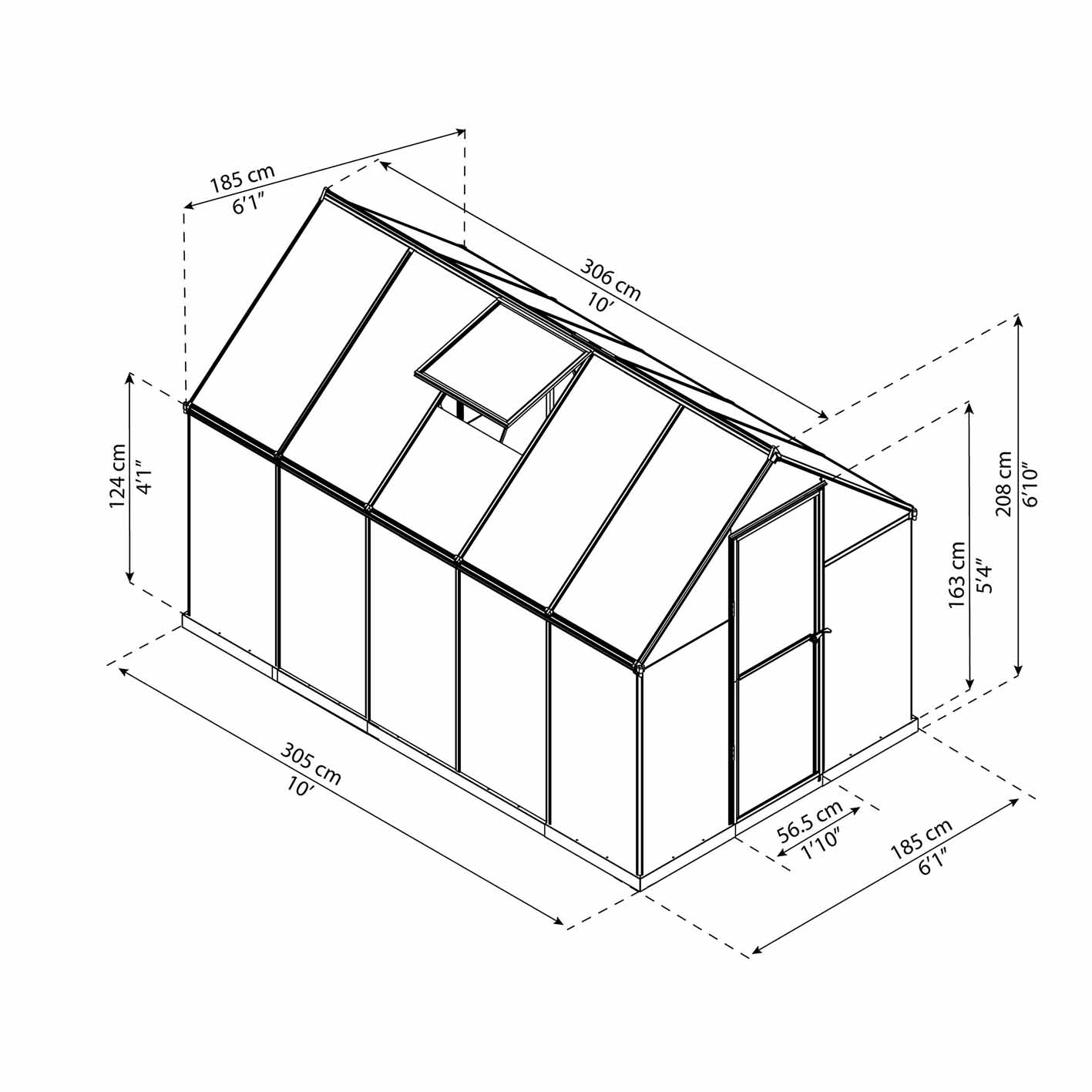 Palram Canopia Mythos 6x10 Silver Greenhouse -TwinWall Polycarbonate, Aluminum Frame, Base Included