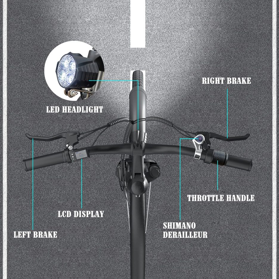 ESKUTE Electric City Bike 28”Electric Bicycle 250W with Removable Li-Ion Battery 36V 10A for Adults, Shimano 7 Speed Transmission Gears Double Disc Brake