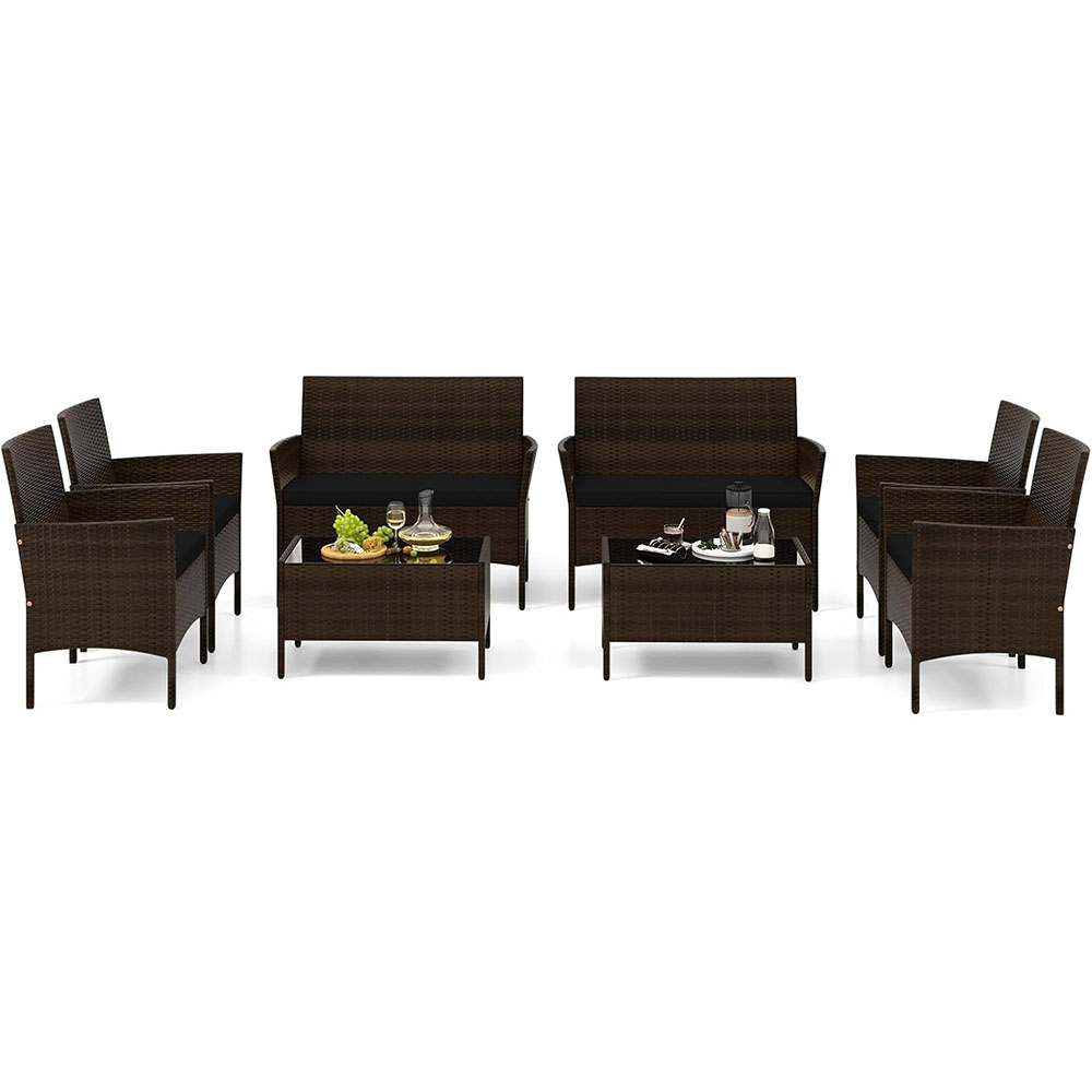 Tangkula 8-piece patio rattan reception set, outdoor wicker furniture set