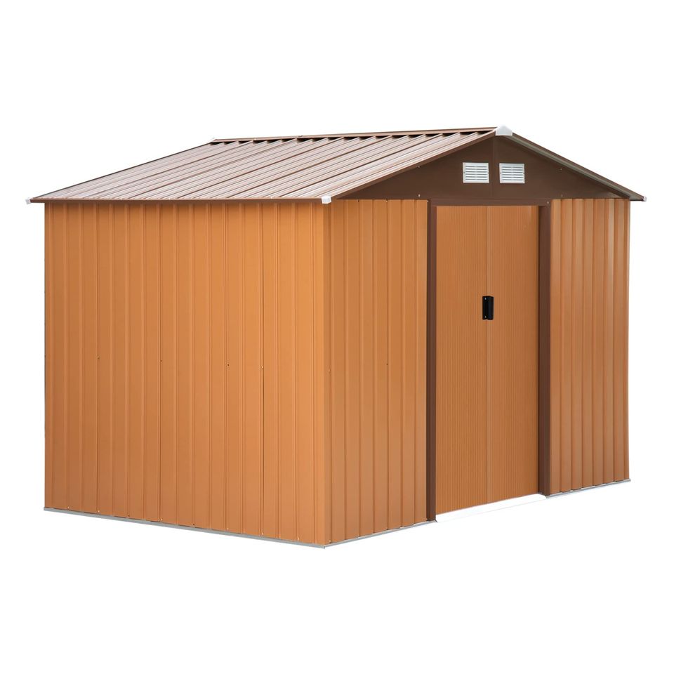 【Storage Shed】9.1' x 6.4' x 6.3' Outdoor garden storage shed Metal tool storage double doors