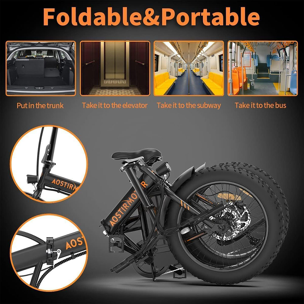 aostirmotor 500W(Peak 550W) Folding Electric Bike for Adults