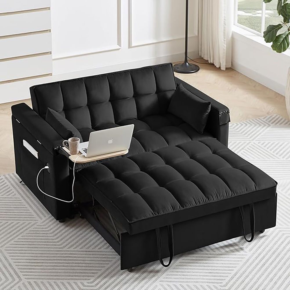 Convertible Sofa Bed,3-in-1 Velvet Sleeper Couch Pull-Out Bed