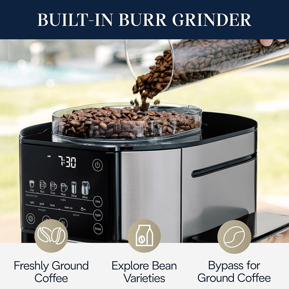 De'Longhi TrueBrew Drip Coffee Maker, Built in Grinder