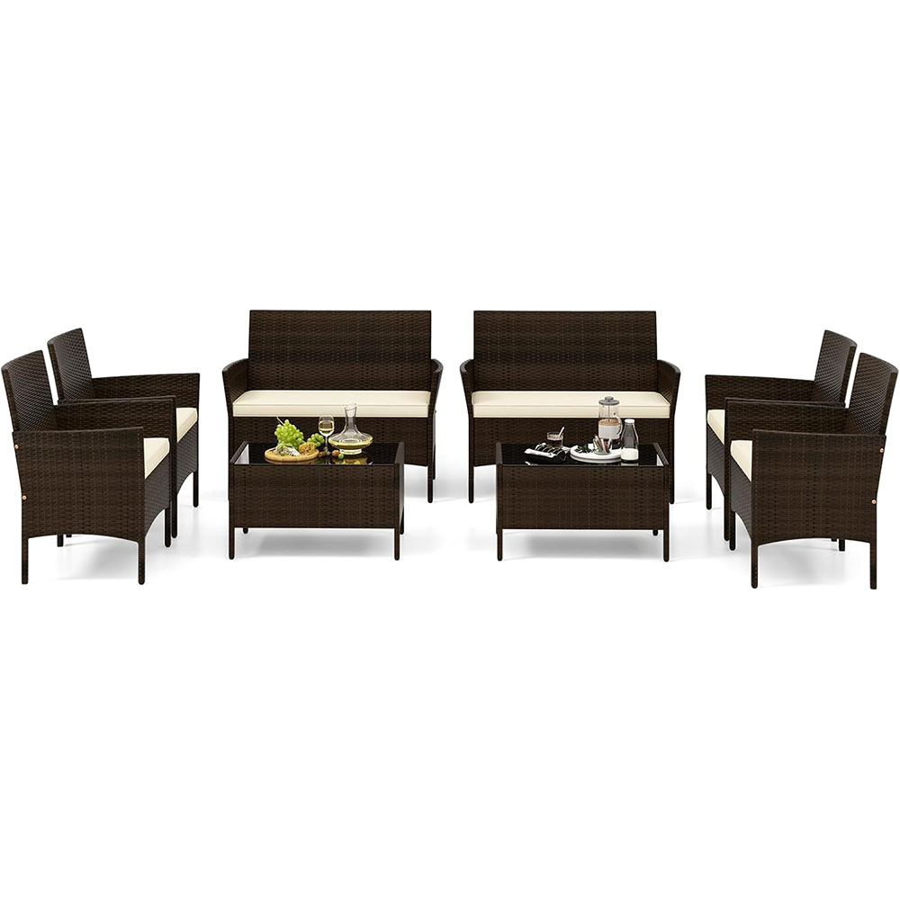 Tangkula 8-piece patio rattan reception set, outdoor wicker furniture set
