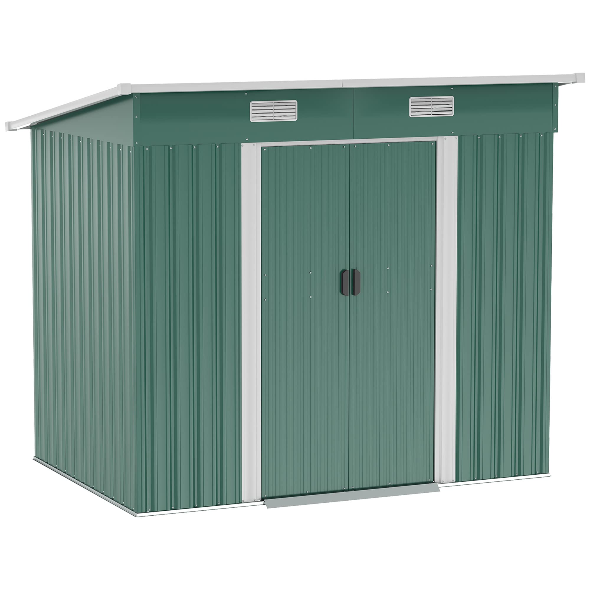 【Storage shed】7'x 4' metal storage lockable shed tool storage unit, green