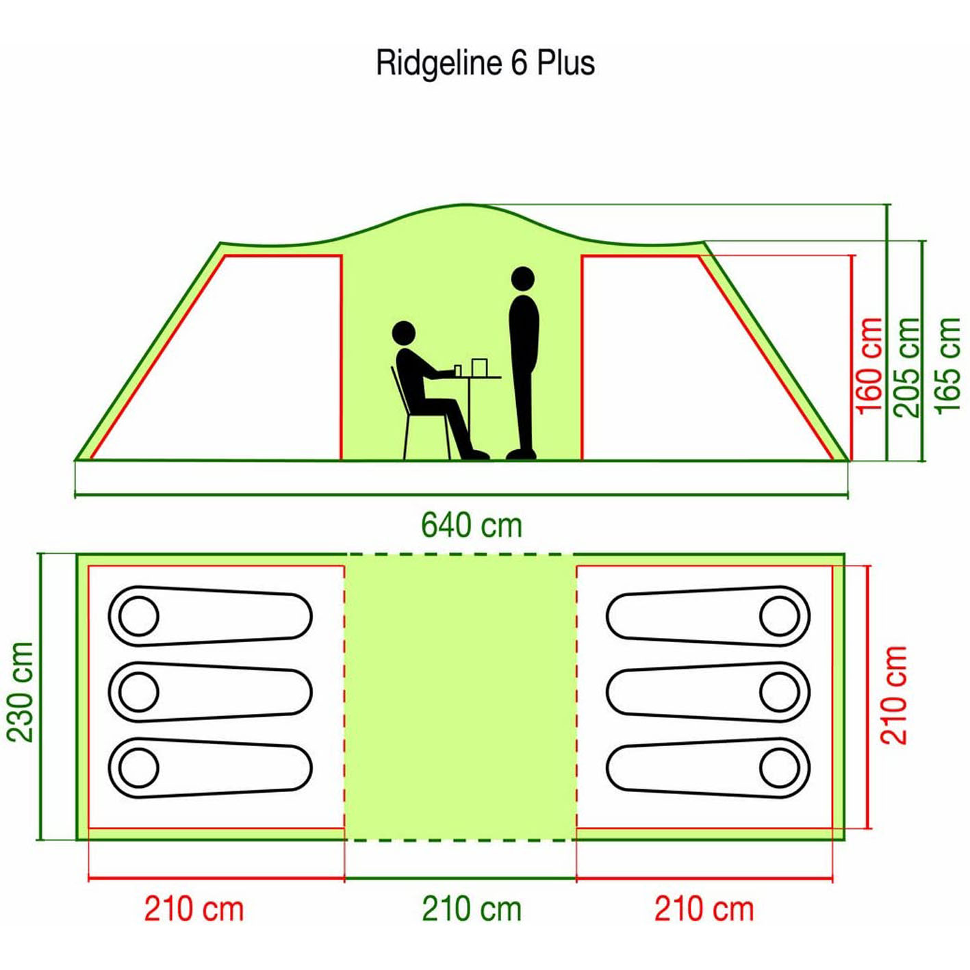 Coleman Tent Ridgeline 4 Plus, 4 Man Tent, 4 People Vis-A-Vis Tunnel Tent, Camping Tent, Dome Tent with Sun Roof, Waterproof HH 3.000 mm