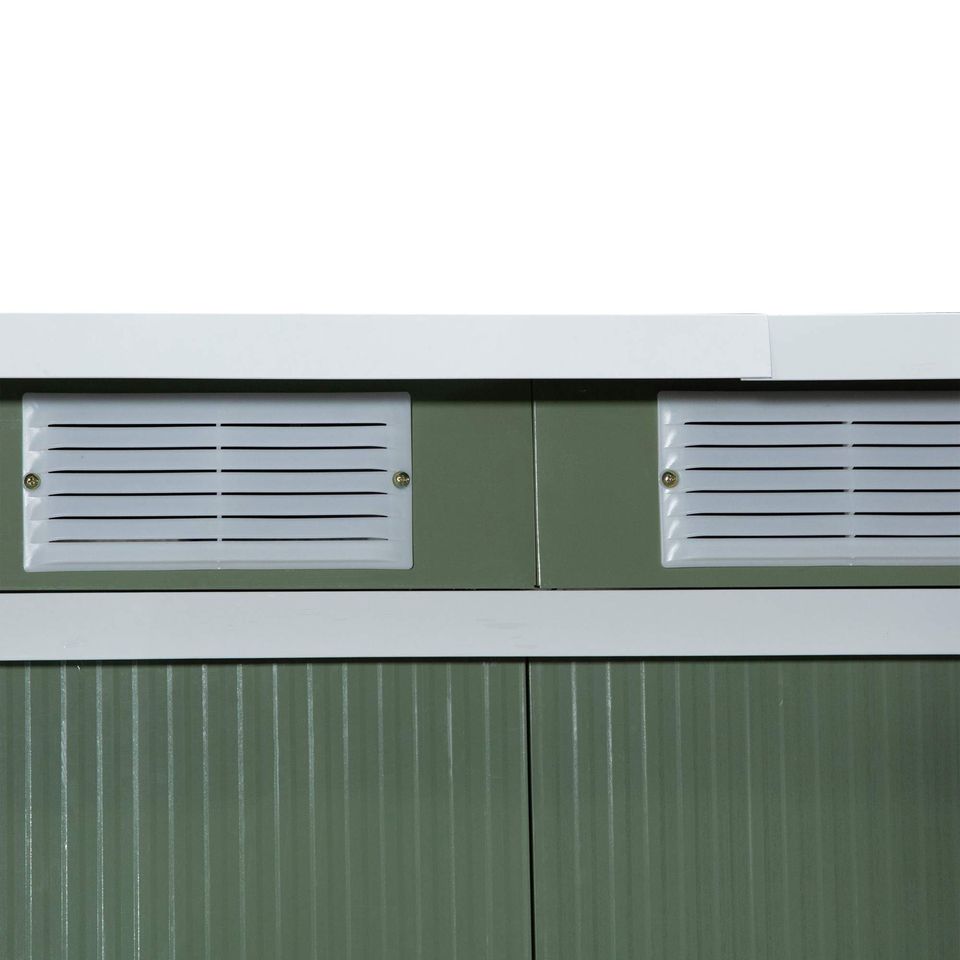 【Storage Shed】9' x 4' Corrugated metal storage shed outside equipment kit, light green