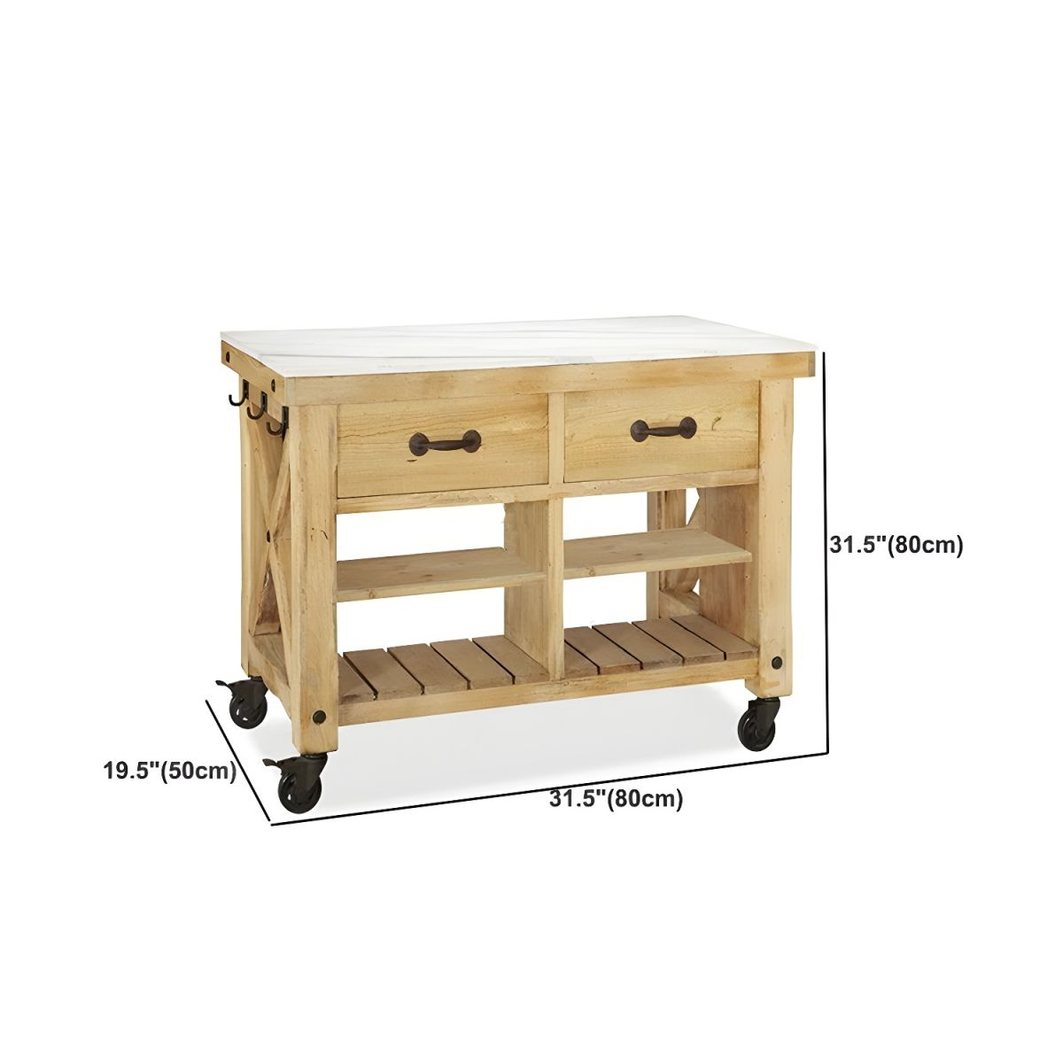Modern Style Rolling Kitchen Cart Wood Rectangular Kitchen Island Cart with Towel Rack - 31