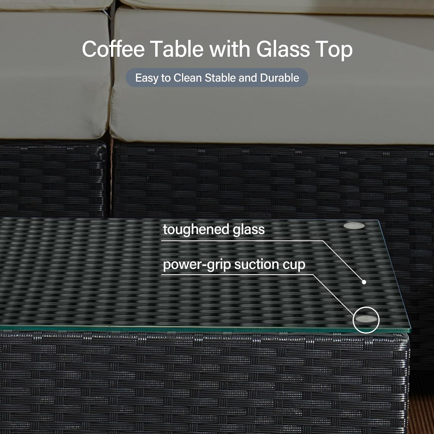 Aweather 5 Piece Rattan Garden Furniture Outdoor Rattan Corner Sofa Set, With Glass Coffee Table, for Garden, Poolside, Backyard