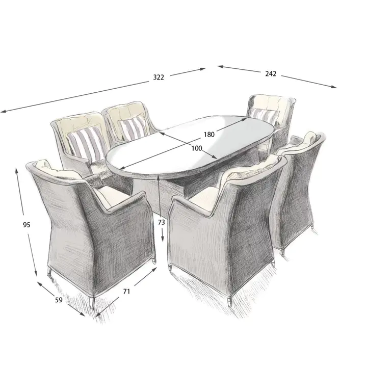 Great Value - Oval Set of 6 Portland Armchairs